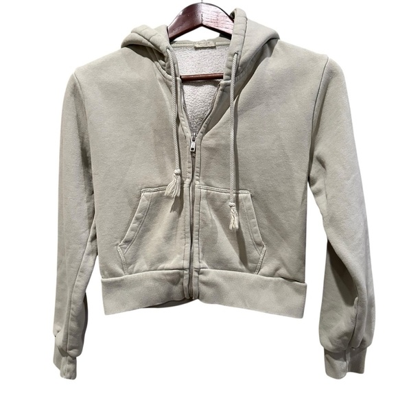 john galt Tops - John Galt Brandy Melville Cropped Full Zip Sweatshirt Hoodie Fits XS Light Green
